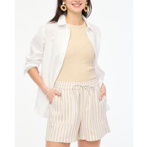 J.Crew Linen Blend Drawstring Shorts Side Front Pockets Sz Small Read - Picture 1 of 7